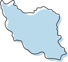 stiliserade enkel kontur karta över Iran ikon. blå skiss karta över Iran vektorillustration vektor