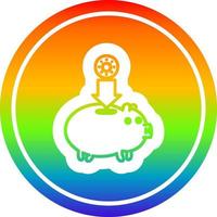 Sparschwein kreisförmig im Regenbogenspektrum vektor