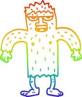 regnbågsgradient linjeteckning tecknad bigfoot varelse vektor