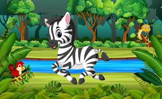 zebra i skogen vektor