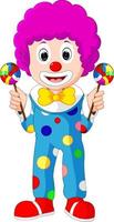 färgglad vänlig clown med lollypop vektor