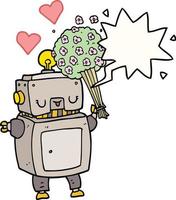 Cartoon-Roboter in Liebe und Sprechblase vektor