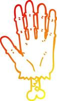 varm gradient linjeteckning tecknad zombie hand vektor