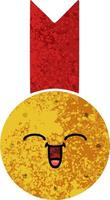 Cartoon-Goldmedaille im Retro-Illustrationsstil vektor