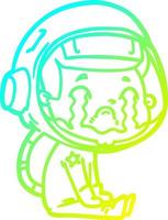 kall gradient linjeteckning tecknad gråtande astronaut vektor