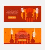 elegante islamische moschee flache illustrationsbanner-set-design-vorlage vektor