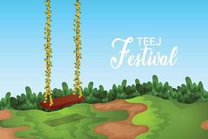 teej festival design firande bakgrund vektor