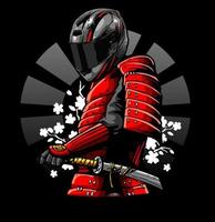 en samuraj som bär hjälm vektor