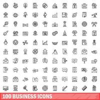 100 Business-Icons gesetzt, Umrissstil vektor