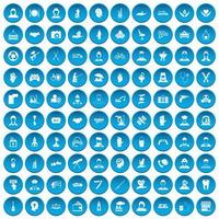 100 mänskliga resurser ikoner blå vektor