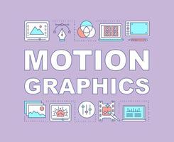 Motion Graphics Wortkonzepte Banner. visuelle Effekte. Animation. Videobearbeitungsdienste. Präsentation, Webseite. isolierte Schrifttypografie-Idee mit linearen Symbolen. Vektor-Umriss-Abbildung vektor