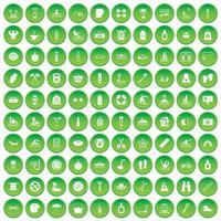 100 Ikonen der menschlichen Gesundheit setzen grünen Kreis vektor