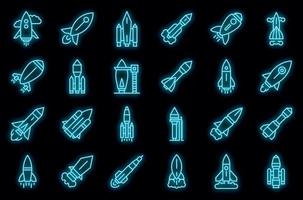 Startsymbole für Raumfahrzeuge setzen Vektorneon vektor