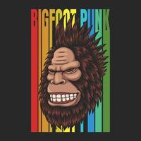 Retro-Vektorillustration des Bigfoot-Punkhaars vektor