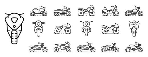 motorcykel ikoner set, dispositionsstil vektor