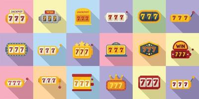 lyckliga 7 ikoner som platt vektor. casino slot vektor