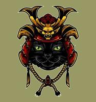 Katze mit Samurai-Helm vektor