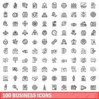 100 Business-Icons gesetzt, Umrissstil vektor