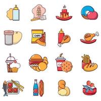 Lebensmittel-Icons Set, Cartoon-Stil vektor