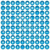 100 Verkaufssymbole blau gesetzt vektor