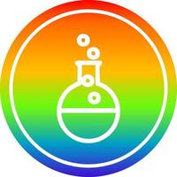 wissenschaftliches Experiment kreisförmig im Regenbogenspektrum vektor