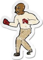 Retro-Distressed-Aufkleber eines Cartoon-Boxers
