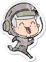 beunruhigter Aufkleber eines glücklichen Cartoon-Astronauten vektor