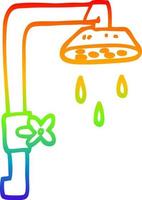 regnbågsgradient linjeteckning tecknad duschhuvud vektor