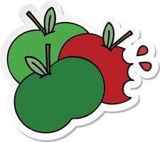 Aufkleber eines saftigen Apfels der niedlichen Karikatur vektor