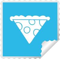 knäppa fyrkantig peeling klistermärke tecknad skiva pizza vektor