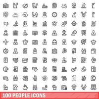 100-Personen-Icons gesetzt, Umrissstil vektor