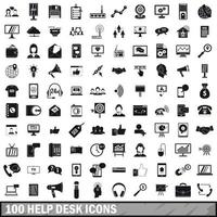 100 Helpdesk-Icons gesetzt, einfacher Stil vektor