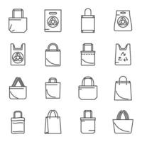 Care Eco Bag Icons Set, Umrissstil vektor