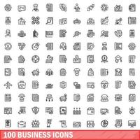 100 Business-Icons gesetzt, Umrissstil vektor