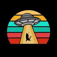 Illustrationsvektor UFO, der Katze stiehlt, perfekt für Symbol, Logo, Druck usw. vektor