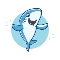 Delphin-Sprung-Cartoon-Vektor-Illustration-Aufkleber. tierisches wal-maskottchen-logo. Hai-Fisch-Symbol-Symbol-Charakter-Element vektor