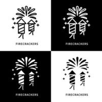 Feuerwerkskörper-Icon-Set-Illustration. Feuerwerk Feier Logo Vektor