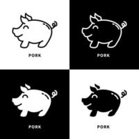 schwein tier symbol illustration. Schweinefleisch und Restaurant-Logo-Vektor. Schweinchen Charakter vektor