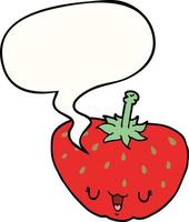 Cartoon-Erdbeere und Sprechblase vektor