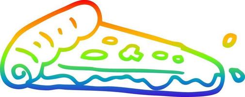 Regenbogen-Gradientenlinie, die Cartoon-Pizzascheibe zeichnet vektor
