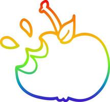 Regenbogen-Gradientenlinie Zeichnung Cartoon saftig angebissener Apfel vektor
