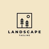 Landschaftslinie Kunstlogodesign-Illustrationsvektorschablone vektor