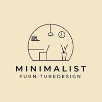 möbler logotyp linjekonst minimalistisk rum interiör malldesign vektor