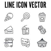 Karneval. Vergnügungspark Set Symbol Symbolvorlage für Grafik- und Webdesign-Sammlung Logo-Vektor-Illustration vektor