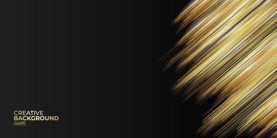 svart abstrakt bakgrund linjer tech geometrisk modern dynamisk form med guld ljus vektorillustration. vektor