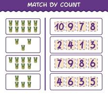 Übereinstimmung durch Anzahl von Cartoon-Fenchel. Match-and-Count-Spiel. Lernspiel für Kinder und Kleinkinder im Vorschulalter vektor