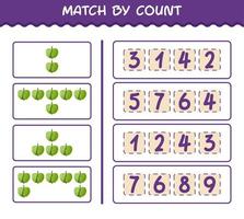 Übereinstimmung durch Zählung von Cartoon Tomatillo. Match-and-Count-Spiel. Lernspiel für Kinder und Kleinkinder im Vorschulalter vektor