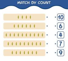Übereinstimmung durch Anzahl von Cartoon-Mais. Match-and-Count-Spiel. Lernspiel für Kinder und Kleinkinder im Vorschulalter vektor