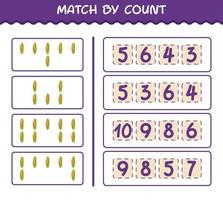 matcha efter antal tecknade majs. match och räkna spel. pedagogiskt spel för barn och småbarn i förskoleåldern vektor