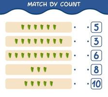 match efter antal av tecknad sallad. match och räkna spel. pedagogiskt spel för barn och småbarn i förskoleåldern vektor